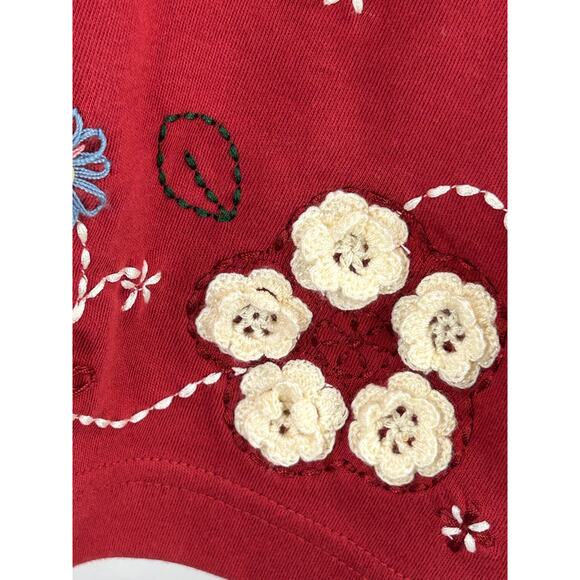 Bechamel Red Embroidered‎ Knit Cardigan Floral Size Xlarge - Picture 9 of 16